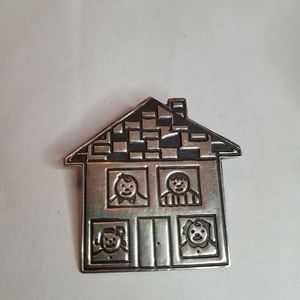 Sterling Silver 925 Save The Children House Brooch Pin E.F.S